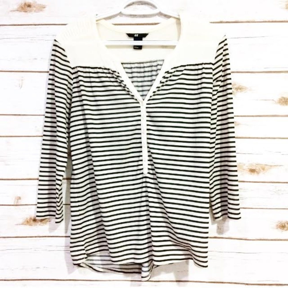 H&M Striped Split-Neck Blouse